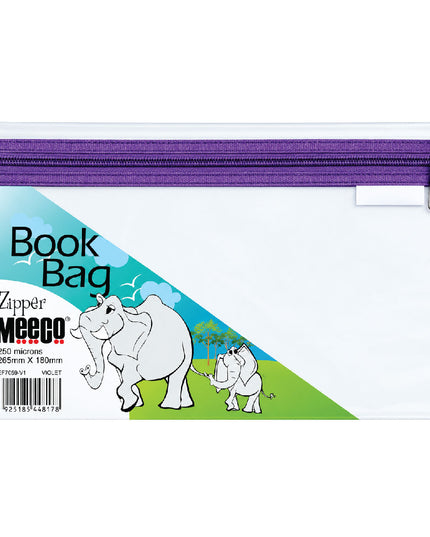 Book Bag Zipper - Clear with zip - A4 - Violet 2