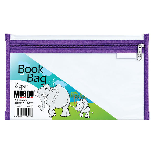 Book Bag Zipper - Clear with zip - A4 - Violet 2
