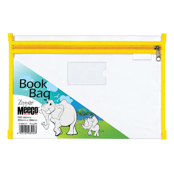 Book Bag Zipper - Clear with zip - A4 - Yellow 2