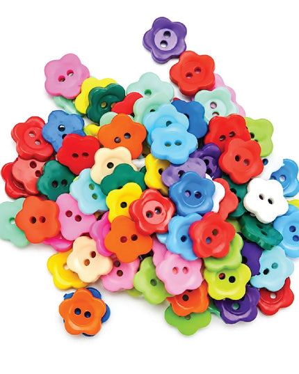 Buttons - Flower Medium - Primary Colours Mix 2