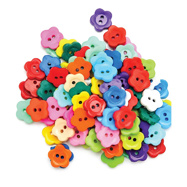 Buttons - Flower Medium - Primary Colours Mix 2