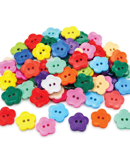 Buttons - Flower Medium - Primary Colours Mix 4