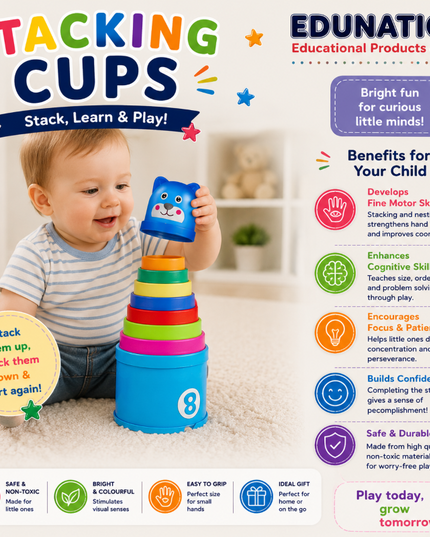 Stacking Cups 9's Assorted colours