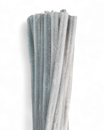 Chenille Sticks GREY 6mm 20 p/p