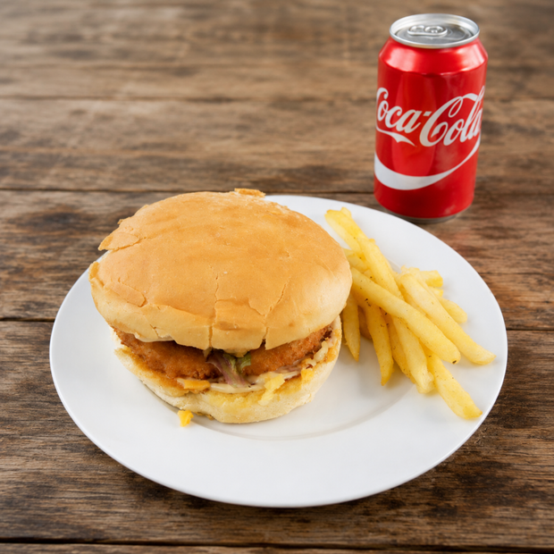Chicken_Burger_with_Chips_on_plate_with_coca-cola
