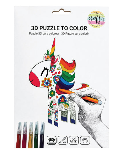 Craft Kit - 3D Puzzle Unicorn to Colour 1
