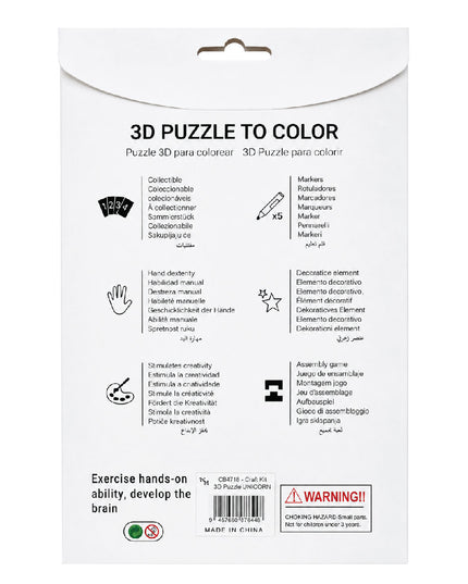 Craft Kit - 3D Puzzle Unicorn to Colour 4