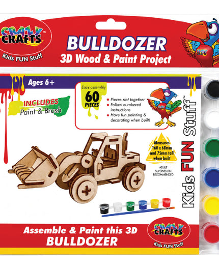 Craft Kit - 3D Wood and Paint Set - Bulldozer 2