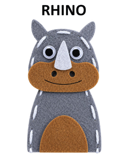 Craft Kit - Felt Finger Puppet - Wild Rhino 2