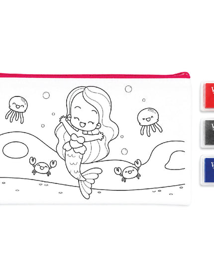 Craft Kit - Pencil Case with 3 ink pads - Mermaid 2