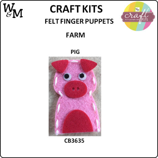 Craft Kit Felt Finger Puppet - Pig 1