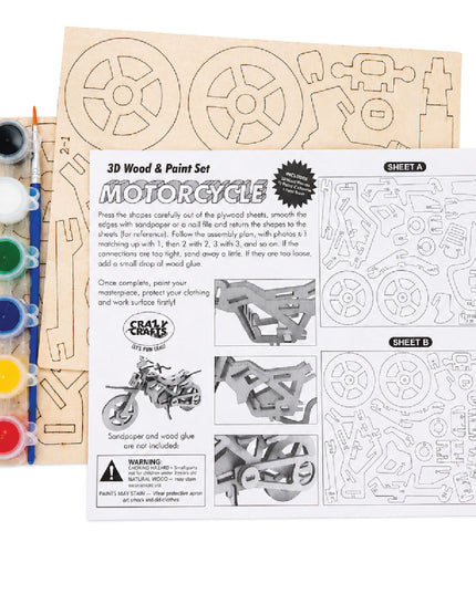 Craft kit - 3D Wood and Paint Set - Motorcycle 