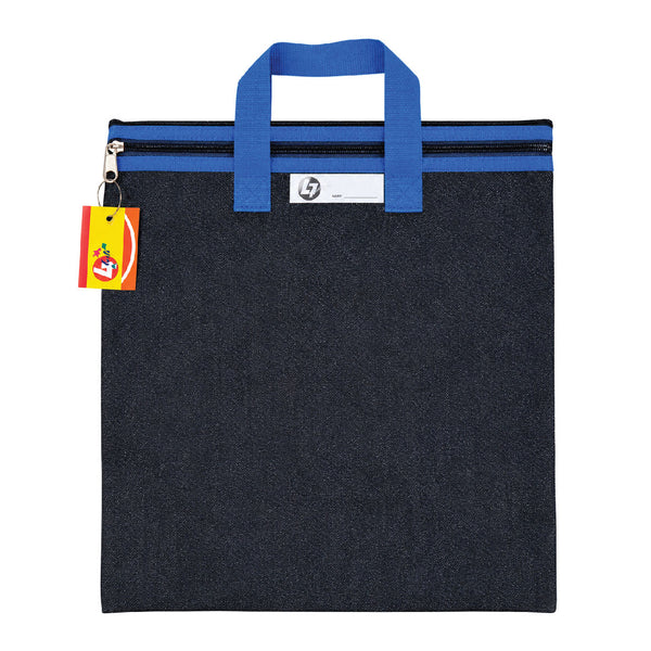 Denim Library Book Bag with Handles - Blue 2