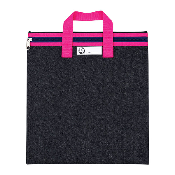 Denim Library Book Bag with Handles - Pink 2