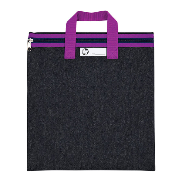 Denim Library Book Bag with Handles - Purple 2