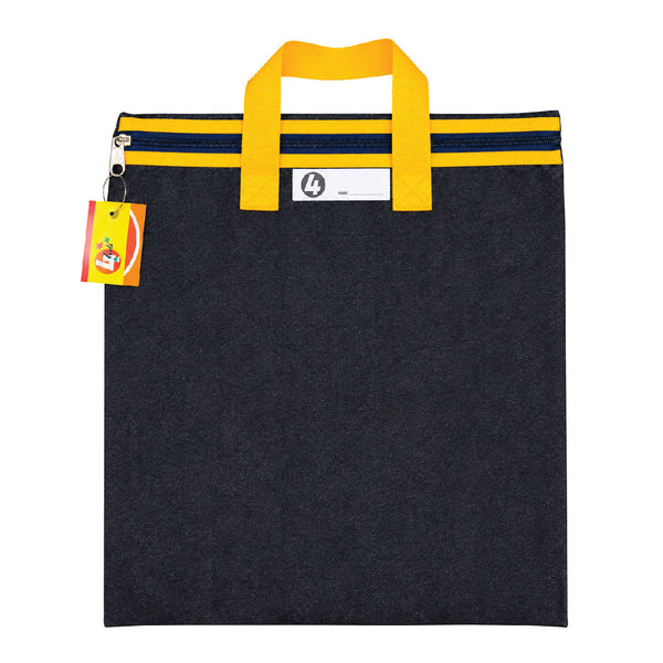 Denim Library Book Bag with Handles - Yellow 2