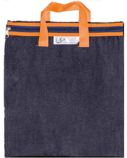 Denim Library Book Bag with Handles 35x30cm - Orange