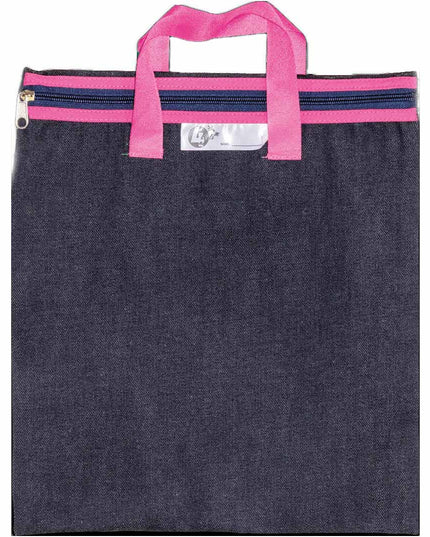 Denim Library Book Bag with Handles 35x30cm - Pink
