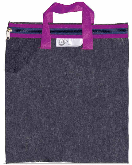 Denim Library Book Bag with Handles 35x30cm - Purple