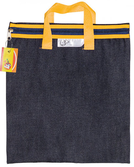 Denim Library Book Bag with Handles 35x30cm - Yellow
