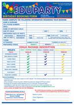 EduParty PDF Form, Downloadable Link:  <a href="https://cdn.shopify.com/s/files/1/0087/8723/0835/files/Edunation_Party_Venue_Form_-_New_2026.pdf?v=1787224449" title="party Venue Form">Party Venue Form</a>