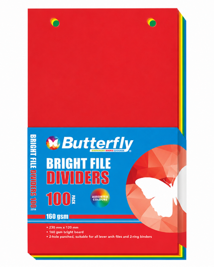 File Divider Strips - 160gsm 100 Piece - Bright Colours