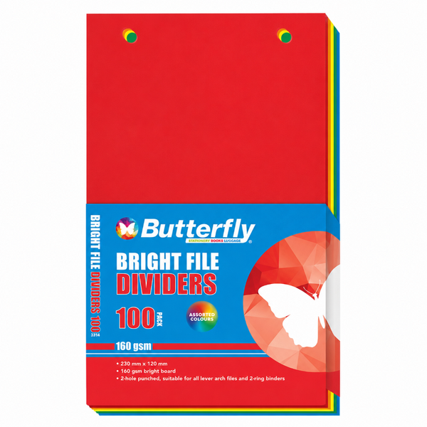 File Divider Strips - 160gsm 100 Piece - Bright Colours