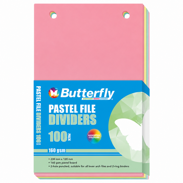 File Divider Strips - 160gsm Pastel 100 Piece