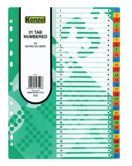 File Dividers - Board Dividers A4 - Number Tab 1-31 1