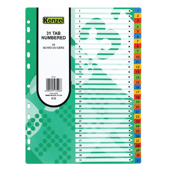 File Dividers - Board Dividers A4 - Number Tab 1-31 1