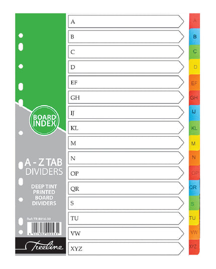 File Dividers A4 Board Deep Tint - 16 Tab - Printed A-Z 2