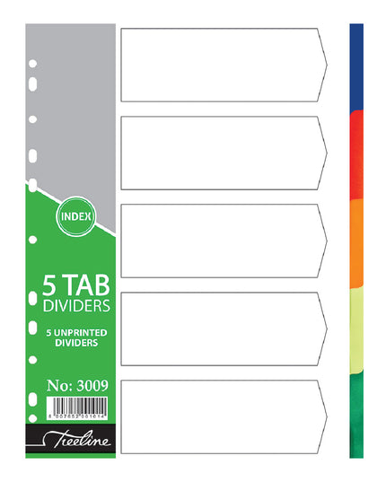 File Dividers A4 PVC Deep Tint - 5 Tab - Unprinted 2