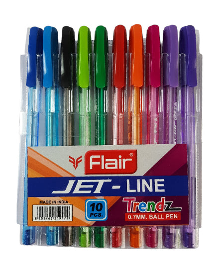 Flair Jet-Line Trendz Ballpoint Pen Assorted 10's Open Package 1