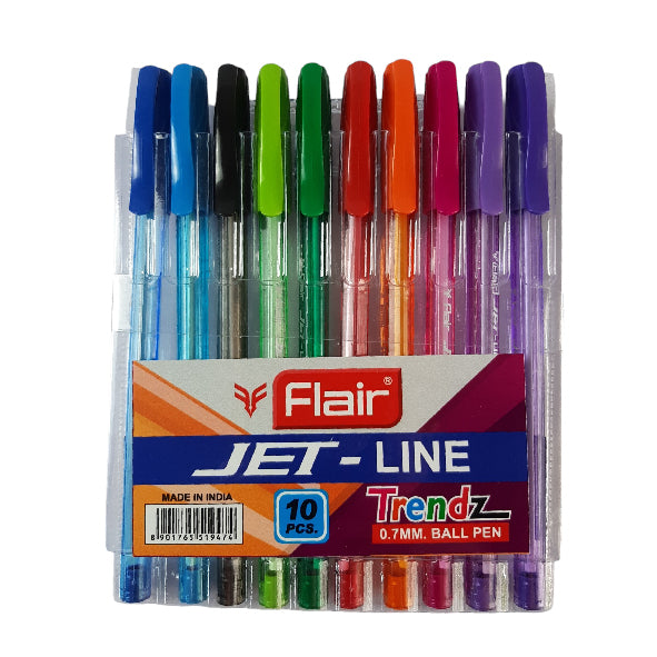 Flair Jet-Line Trendz Ballpoint Pen Assorted 10's Open Package 1