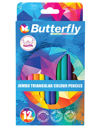 Jumbo Triangular Colour Pencils 12's - Butterfly 1