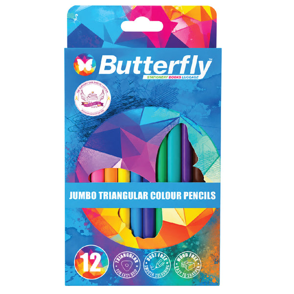 Jumbo Triangular Colour Pencils 12's - Butterfly 1