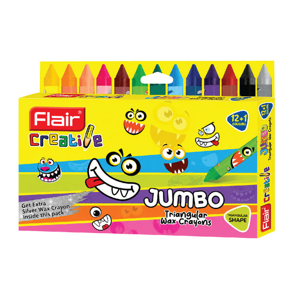 Jumbo Triangular Wax Crayons 12+1 - Flair Creative 2