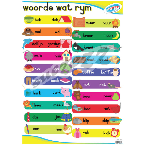 Muurkaart - Woorde wat Rym 1