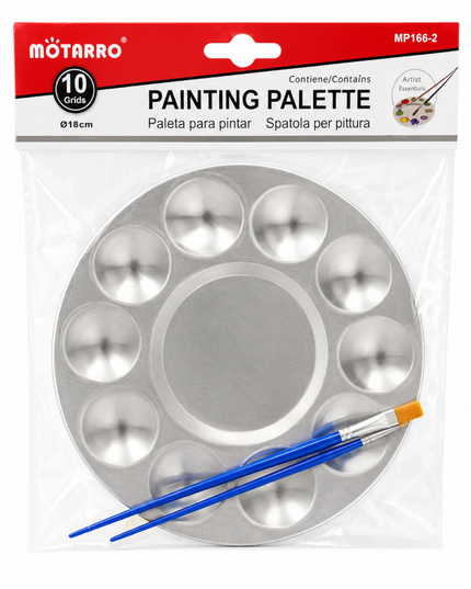 Paint Palette 10 Well with 2 Brushes