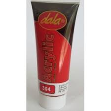 Tube of Dala acrylic paint bright crimsor