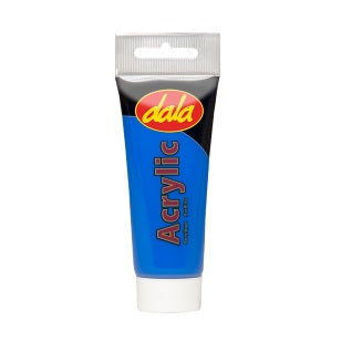 Blue tube of acrylic paint with Dala logo.