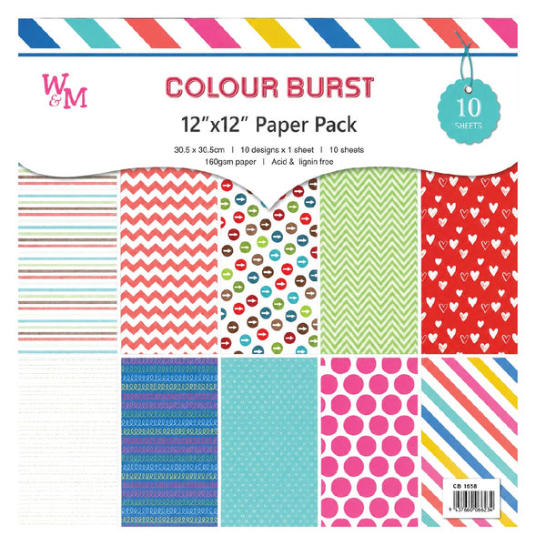 Paper - Scrapbook Sheets 12 Inch - Colour Burst 2