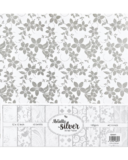 Paper - Scrapbook Sheets 12 Inch - Metallic Silver 2