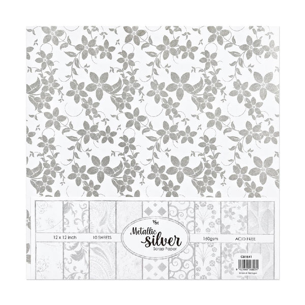 Paper - Scrapbook Sheets 12 Inch - Metallic Silver 2