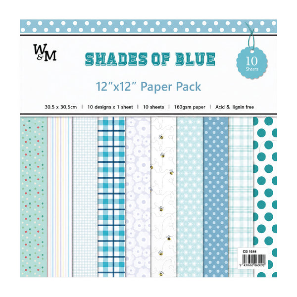 Paper - Scrapbook Sheets 12 Inch - Shades Of Blue 2
