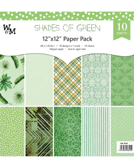 Paper - Scrapbook Sheets 12 Inch - Shades Of Green 2