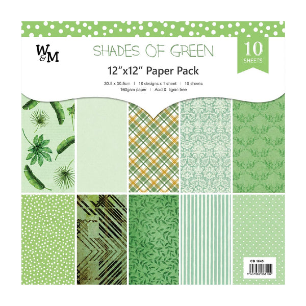 Paper - Scrapbook Sheets 12 Inch - Shades Of Green 2