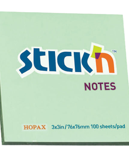 Pastel Notes 76 x 76 mm - 100 Sheets - Green (Stick 'n Cube)