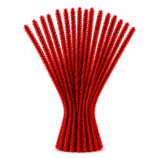 Pipe Cleaners 6mm - 20's Tinsel Red