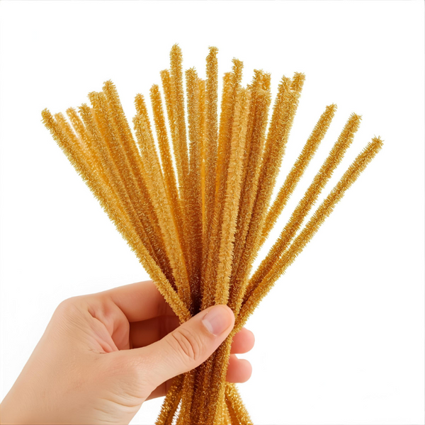 Pipe Cleaners Tinsel Gold 6mm 20's